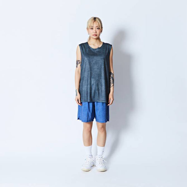 MOCK GARMENT DYED SLEEVELESS SPORTS TEE BK