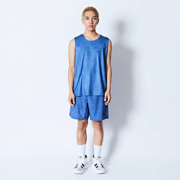 MOCK GARMENT DYED SLEEVELESS SPORTS TEE BL