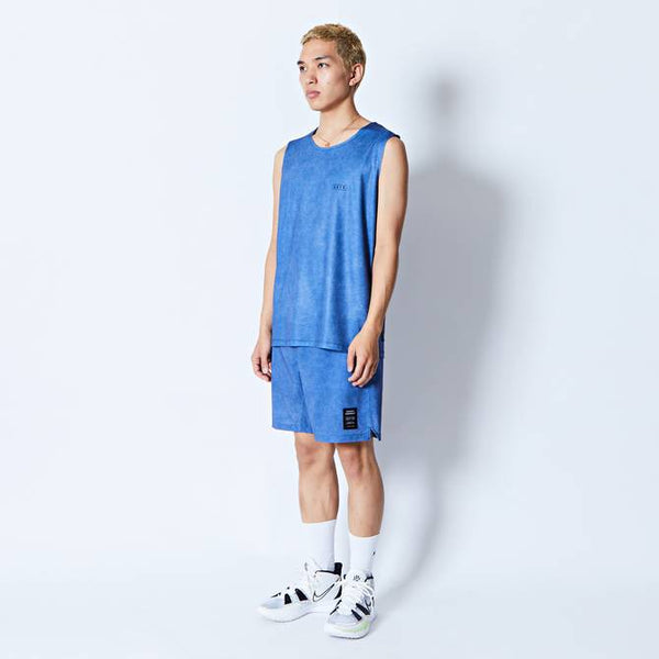 MOCK GARMENT DYED SLEEVELESS SPORTS TEE BL