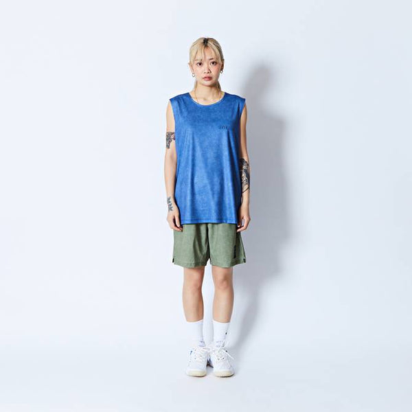 MOCK GARMENT DYED SLEEVELESS SPORTS TEE BL