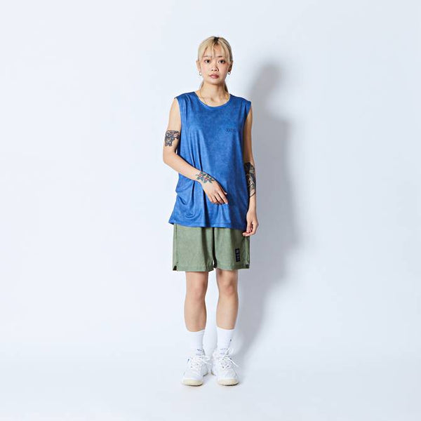 MOCK GARMENT DYED SLEEVELESS SPORTS TEE BL