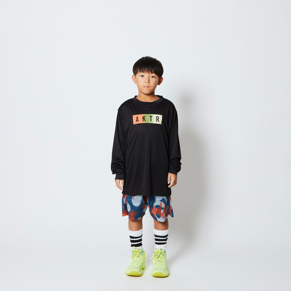 KIDS FADE BOX LOGO L/S SPORTS TEE BK