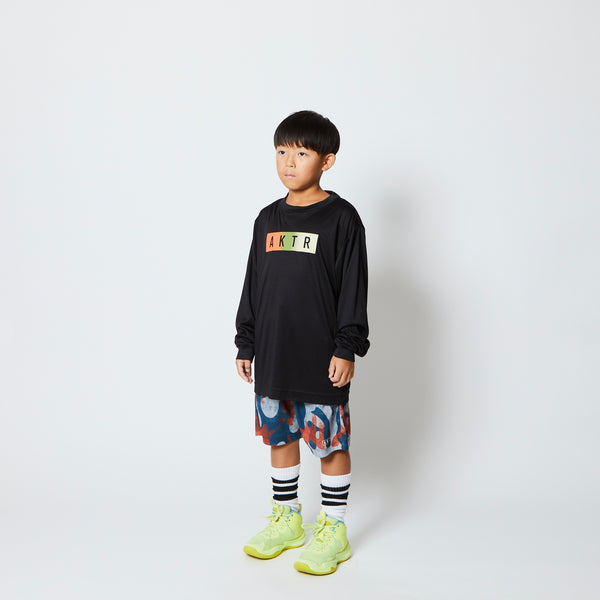 KIDS FADE BOX LOGO L/S SPORTS TEE BK