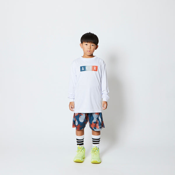 KIDS FADE BOX LOGO L/S SPORTS TEE WH