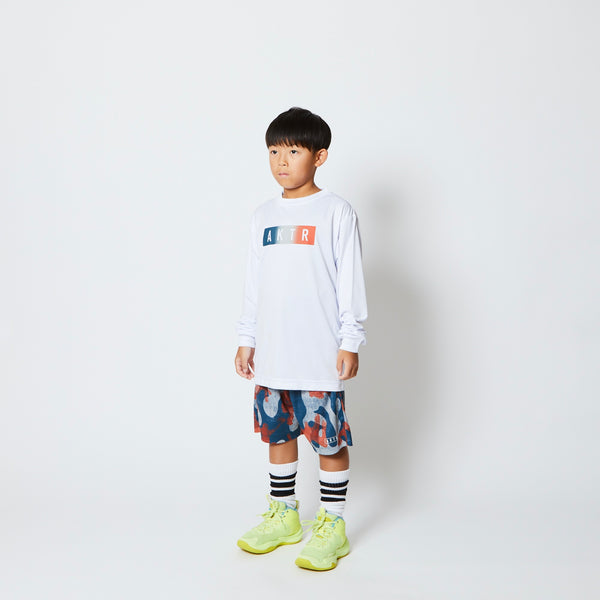 KIDS FADE BOX LOGO L/S SPORTS TEE WH